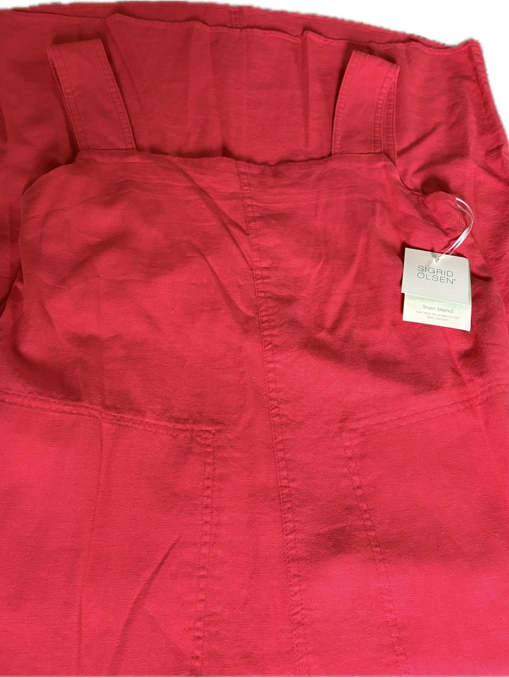 Sigrid Olsen Linen Blend Sleeveless Maxi Dress | Small | Coral Red | Pockets - Picture 7 of 9